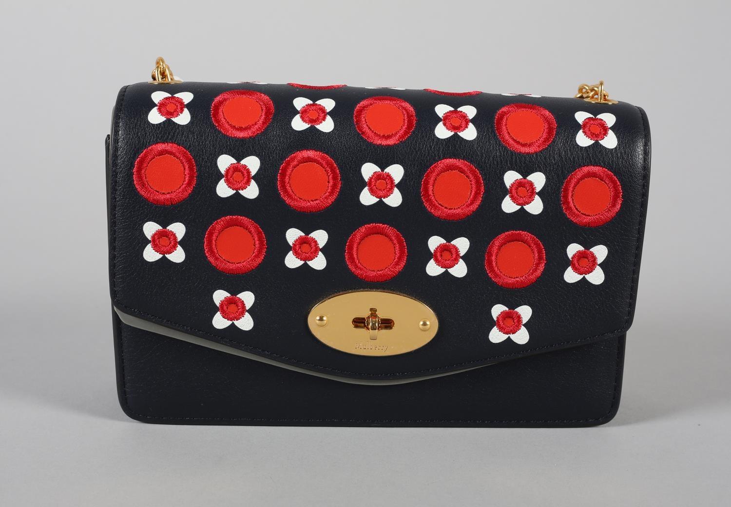 A Mulberry Small Darley handbag in midnight, red and white silky calf geo-floral, original - Bild 4 aus 4