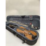 A student's violin, The Maidstone by Murdoch and Co, London EC, overall length 58cm, with bow,