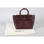 A Mulberry Small Zipped Bayswater handbag in Oxblood grained leather, with strap and original