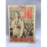German Propaganda Card Poster Of The Fuhrer. Adolf Hitler stamped to rear 42 x 30 cms