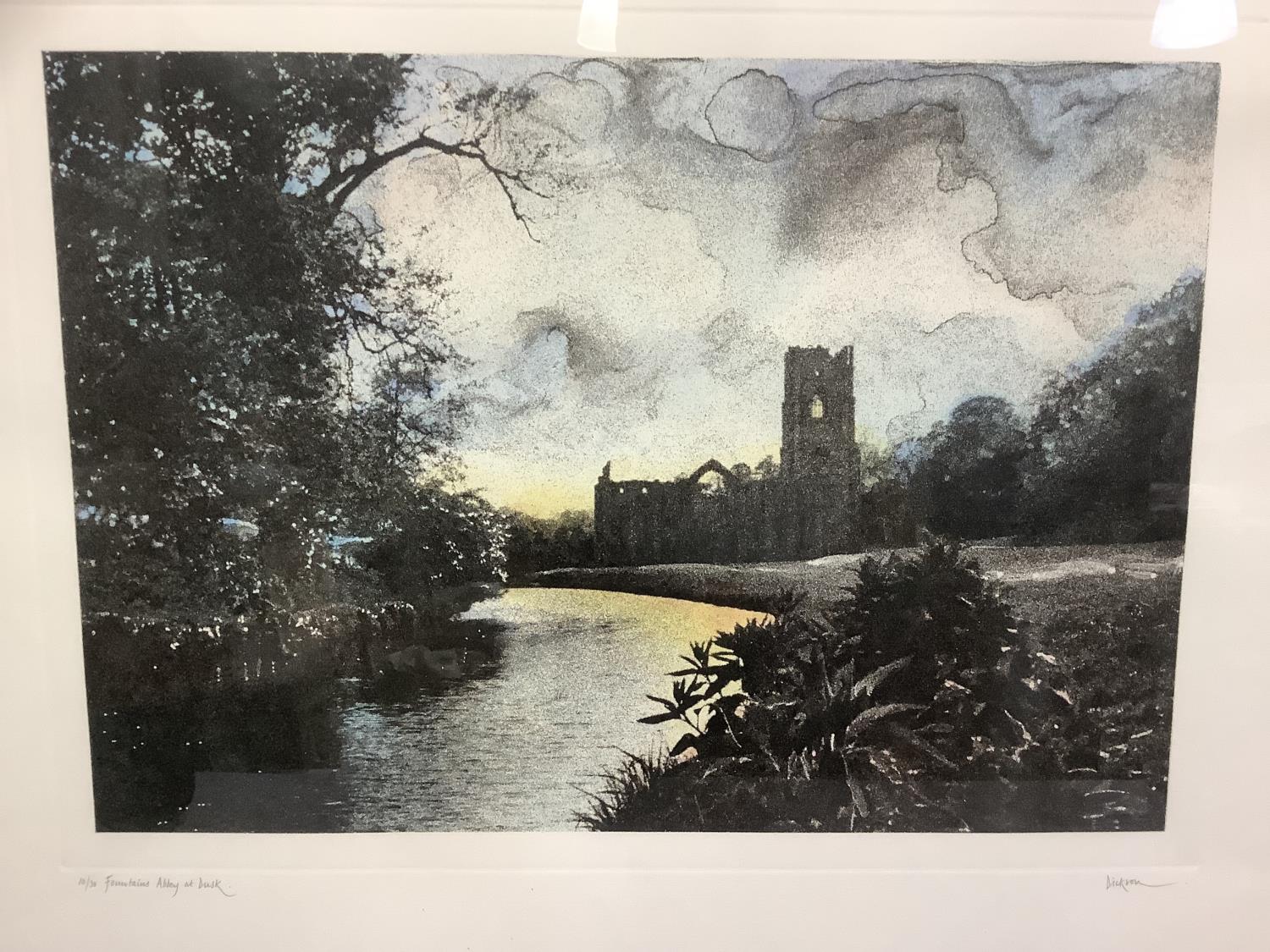 Dixon, Fountains Abbey at dusk, 10/30, title and signed to the margin in pencil, 56cm by 75cm - Bild 2 aus 2