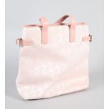 A Lancel tote bag in pink fabric and leather trim, condition: very good, little use