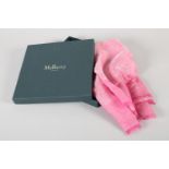 A Mulberry cotton Tree square scarf in pink, original box, condition: very good