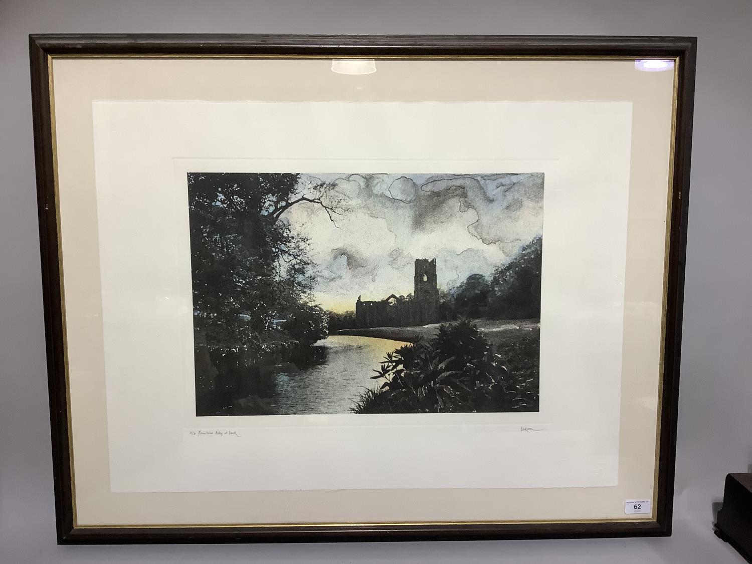 Dixon, Fountains Abbey at dusk, 10/30, title and signed to the margin in pencil, 56cm by 75cm