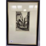 Reginald Green (exh. 1911-1938), black and white proof etching c.1920 The Shambles, York, 27cm x