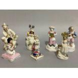 Seven Staffordshire pottery figures of a Chinaman, child praying, Turk, various females, highest