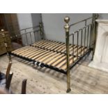 A Victorian style brass rail end bedstead, 5 foot wide