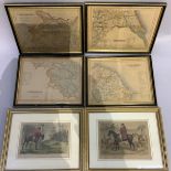 A set of four Yorkshire maps East Riding, West Riding, North Riding and part of North Riding