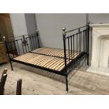 A Victorian style brass and black metal rail end bedstead, 4 foot wide