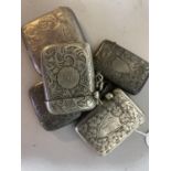 Five silver vesta cases of Victorian, Edward VII and George V vintage, total approximate weight 91g