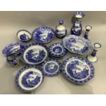 A quantity of Cauldon blue and white ware including two circular serving bowls and an oval bowl,