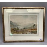 Herbert Royle (1870 - 1958) Lake and mountain landscape with sheep grazing, watercolour, signed to
