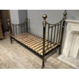 A Victorian style brass rail end bedstead, single size