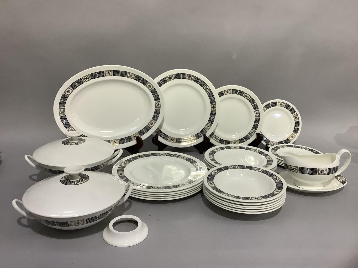 A Wedgwood Asia pattern dinner service comprising six dinner plates, six entreé or dessert plates,