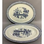 A pair of Wood and Sons blue and white meat dishes of Wincanton pattern, large graduated size,