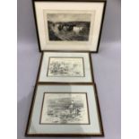 Hunting prints after Lionel Edwards, Highland Cattle after MacWhiter, engraving, Fores's Hunting