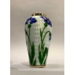 A .925 silver and enamelled vase painted with cornflowers, import mark