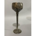 A goblet in silver, tulip bowl with tapered stem hallmarked Sheffield 1978 for AT Cannon Ltd,