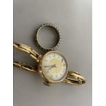 A lady's wristwatch in 9ct rose gold case c.9123, Swiss cylinder movement, gilt dial with