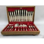 An oak canteen of silver plated cutlery for six settings