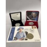 A UK silver proof five pound 2002 Queen Mother Memorial Crown 1900-2002 and silver proof five