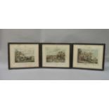 Bachelors Hall, coloured engraving, plates 1,2 and 3, foxing, 31cm x 39cm