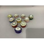 Ten various modern enamel patch boxes