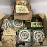 A quantity of Victorian and Edwardian ceramic tiles, mainly of floral pattern