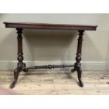 A Victorian mahogany refectory window table on turned standards