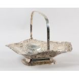 A VICTORIAN SILVER FRUIT BASKET, Atkin Bros, Sheffield 1898, of oblong outline with swing handle,