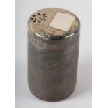 AN ELIZABETH II SILVER CANISTER, A. T. Cannon Ltd, Birmingham 1973, cylindrical with striated