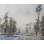 ARR HERBERT F ROYLE (1870-1958), The Bluebell Woods, gathering kindling, oil on canvas, signed to