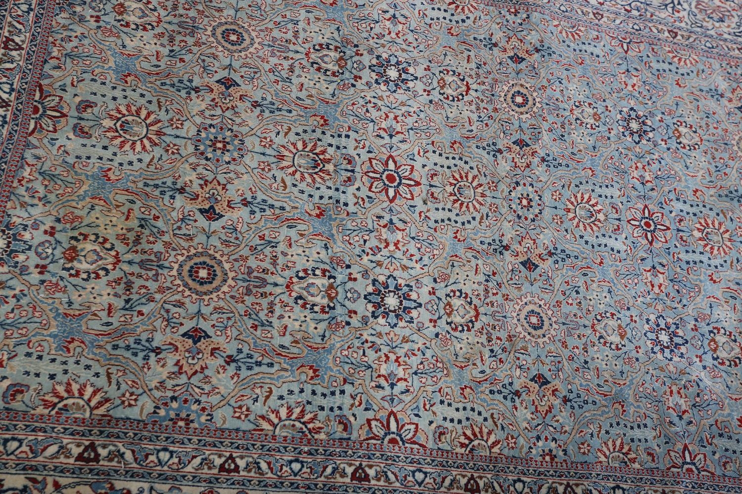 A MIDDLE EASTERN CARPET, the duck egg blue field with all-over plant forms in red, ivory, - Image 4 of 5