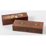 A VICTORIAN ROSEWOOD TUNBRIDGE WARE GAME BOX, the lid inlaid for cribbage around a central panel