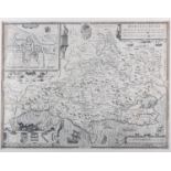 JOHN SPEED DORSETSHYRE, c.1610, engraved map, double page, with the Shyre-town of Dorchester, 38.5cm