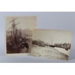 FRANK MEADOW SUTCLIFFE (1853-1941), Whitby Harbour, low tide with moored fishing boats, titled and