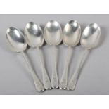 A SET OF FIVE EDWARD VI SILVER TABLE SPOONS, James Deakin & Sons, Sheffield 1904, engraved with