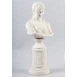 A COPELAND PARIAN BUST OF CLYTIE, 19th century, raised on a socle and reeded column with circular