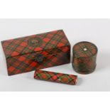 A VICTORIAN TARTAN WARE DRUM THREAD HOLDER, McBeth, 5.5cm diameter x 5cm high and a Prince Charlie