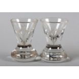 A PAIR OF MASONIC TOASTING GLASSES, etched with a square and compass and the numbers 441 and 2107,