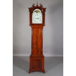 AN EARLY 19TH CENTURY MAHOGANY LONGCASE CLOCK, by Barwise of Cockermouth, the painted dial 32cm with