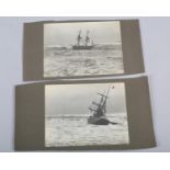 Chas E Wanless of Scarborough (1875-1938), Gale Driven, two vintage photographs of a ship in