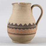 A CARTER STABLER ADAMS POOLE POTTERY UNGLAZED HIGH-FIRED BISCUIT WARE JUG, c.1920-30, hand thrown
