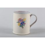 A CARTER STABLER ADAMS POOLE POTTERY MUG c.1930, red earthenware with white slip painted with