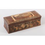 A VICTORIAN ROSEWOOD TUNBRIDGE WARE BOX, rectangular, the domed lid inlaid with a view of Battle