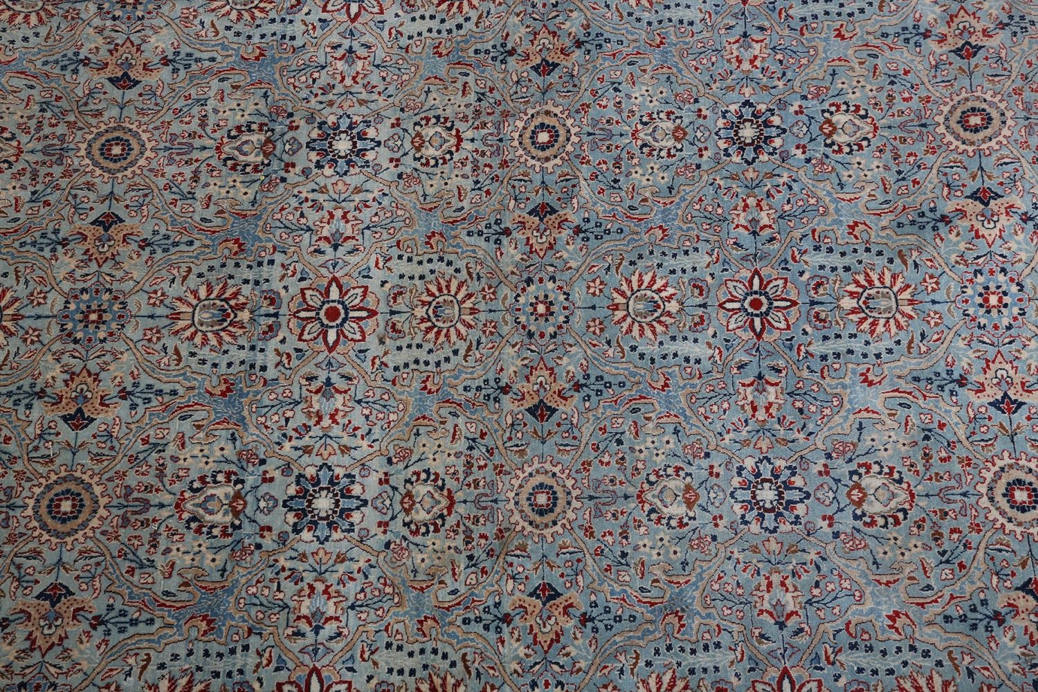 A MIDDLE EASTERN CARPET, the duck egg blue field with all-over plant forms in red, ivory, - Image 2 of 5
