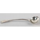 AN EARLY VICTORIAN SILVER SOUP LADLE, Thomas Wallis II, London 1840, fiddle and thread, 35cm long,