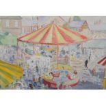 ARR Ralph Hartley (mid 20th century), Fairground rides and figures, watercolour over pencil,