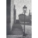 ARR After Stuart Walton (b.1933), Street lamp and steps, monochrome print, signed and no.10 in