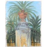 ARR Selina Thorp (b.1968), 'Terracotta Pot & Palm, Rome' oil pastel, signed to lower right,
